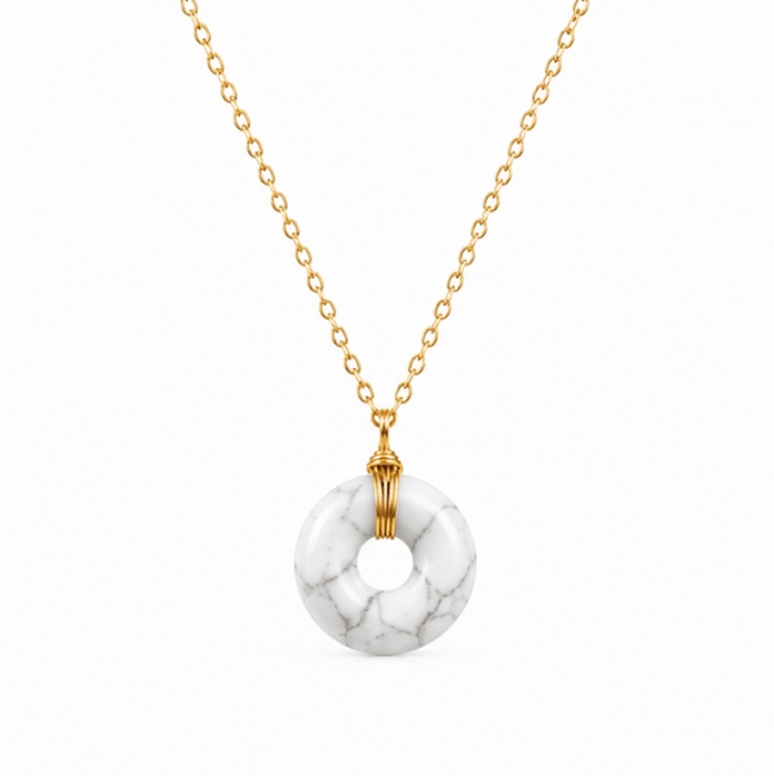 Collier donut en Howlite Blanche (Zimbabwe) - Nature Minérale