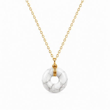 Collier donut en Howlite Blanche (Zimbabwe) - Nature Minérale