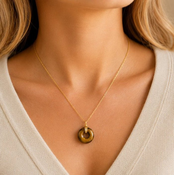 Collier donut en Œil de tigre (Afrique du Sud) - Nature Minérale