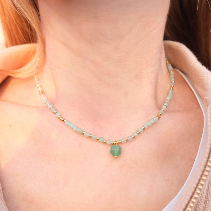 Collier pierre naturelle facettée : Aventurine verte A - Nature Minérale