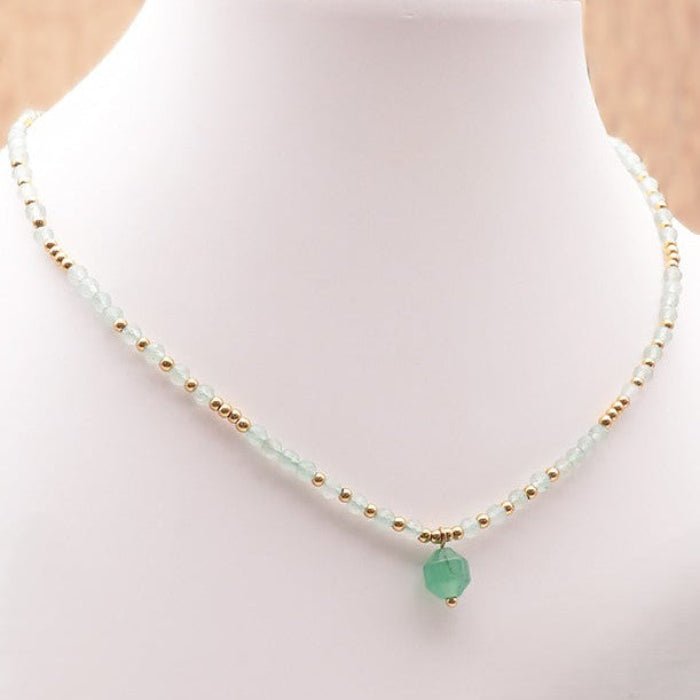 Collier pierre naturelle facettée : Aventurine verte A - Nature Minérale