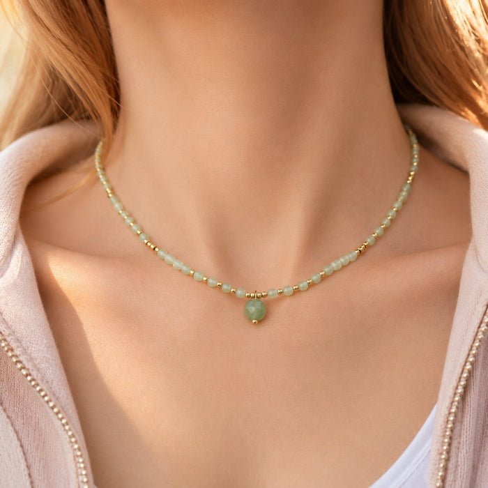 Collier pierre naturelle facettée : Aventurine verte A - Nature Minérale
