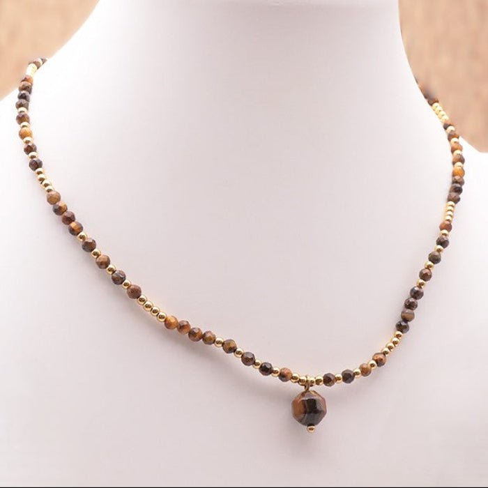 Collier pierre naturelle facettée : Oeil de Tigre A - Nature Minérale