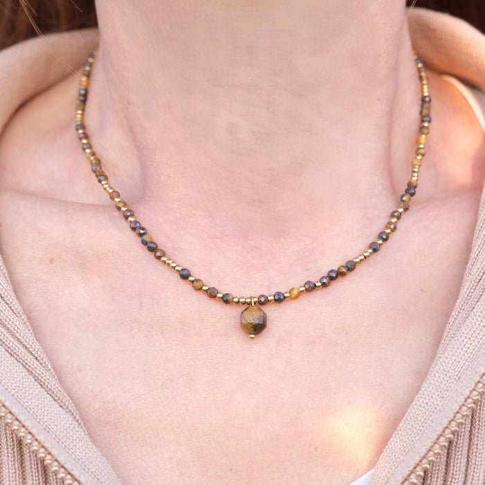 Collier pierre naturelle facettée : Oeil de Tigre A - Nature Minérale
