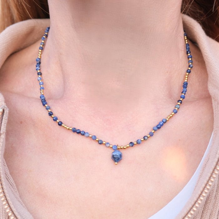 Collier pierre naturelle facettée : Sodalite A - Nature Minérale