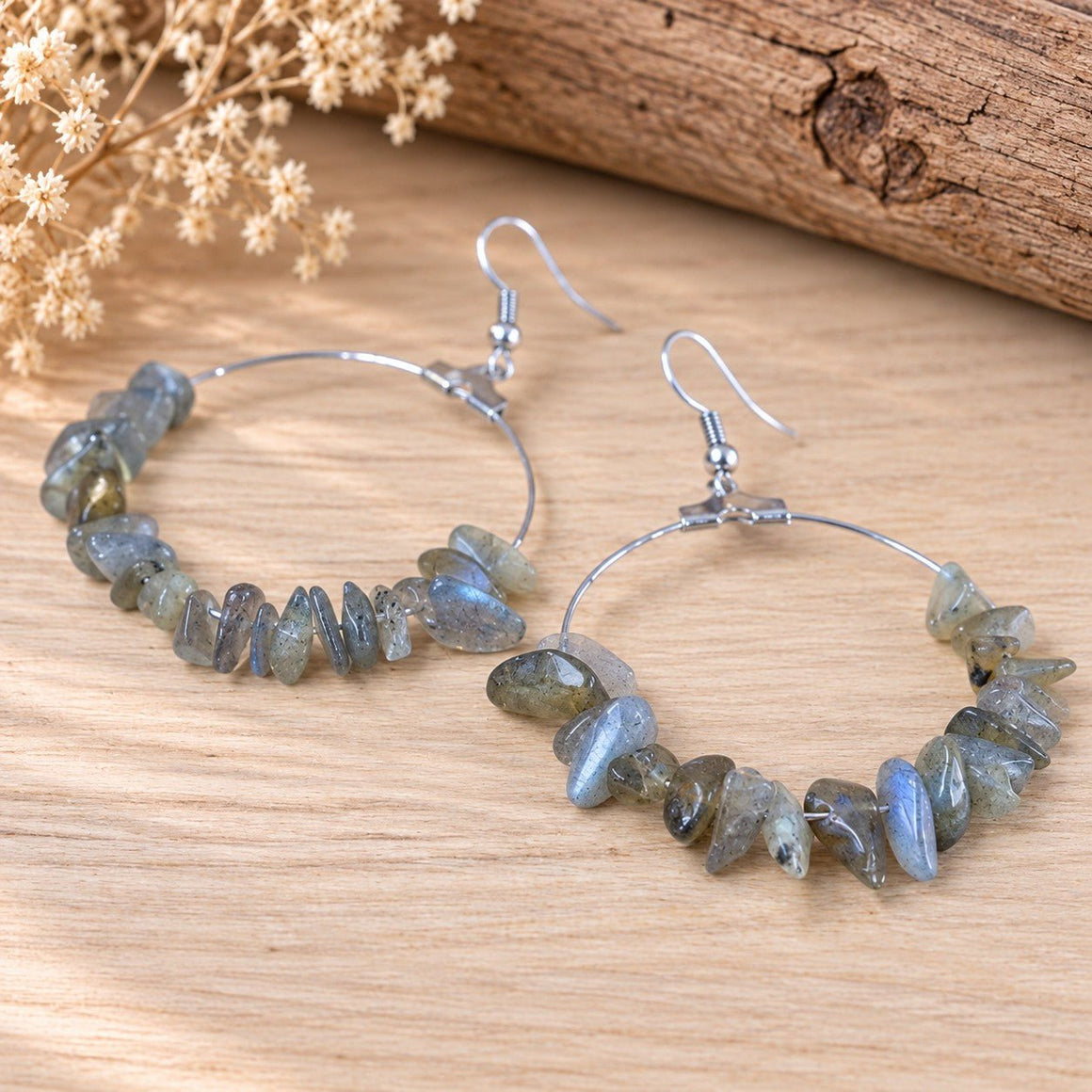 Créoles baroques Labradorite AA - Nature Minérale