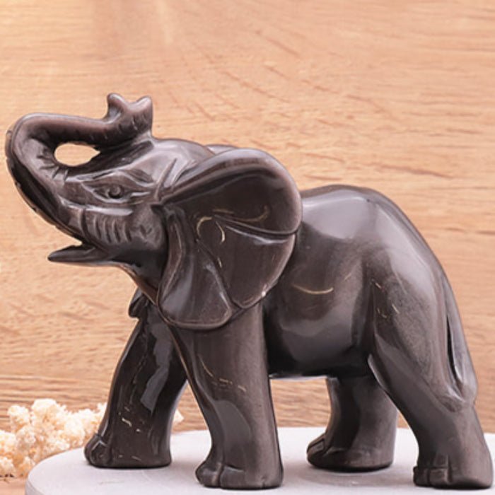 ELÉPHANT 110mm Obsidienne Argentée AAA (Mexique) - Nature Minérale