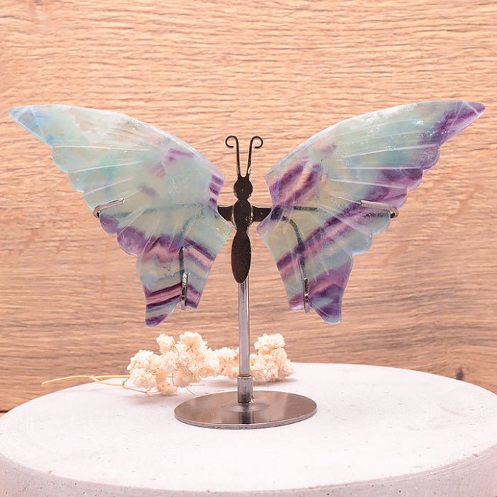 PAPILLON avec Socle 120 À 150mm Fluorine Multicolore AA (Chine) - Nature Minérale