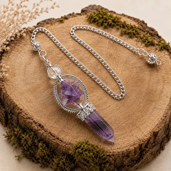 Pendule Merkaba 6 faces en Amethyste Merkaba 6 faces (Brésil) - Nature Minérale