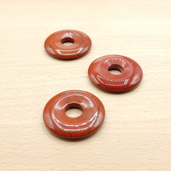 Pendentif donuts jaspe rouge