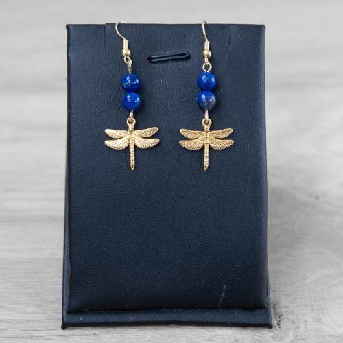 Petites pendantes Dorées Lapis Lazuli "Libellule"